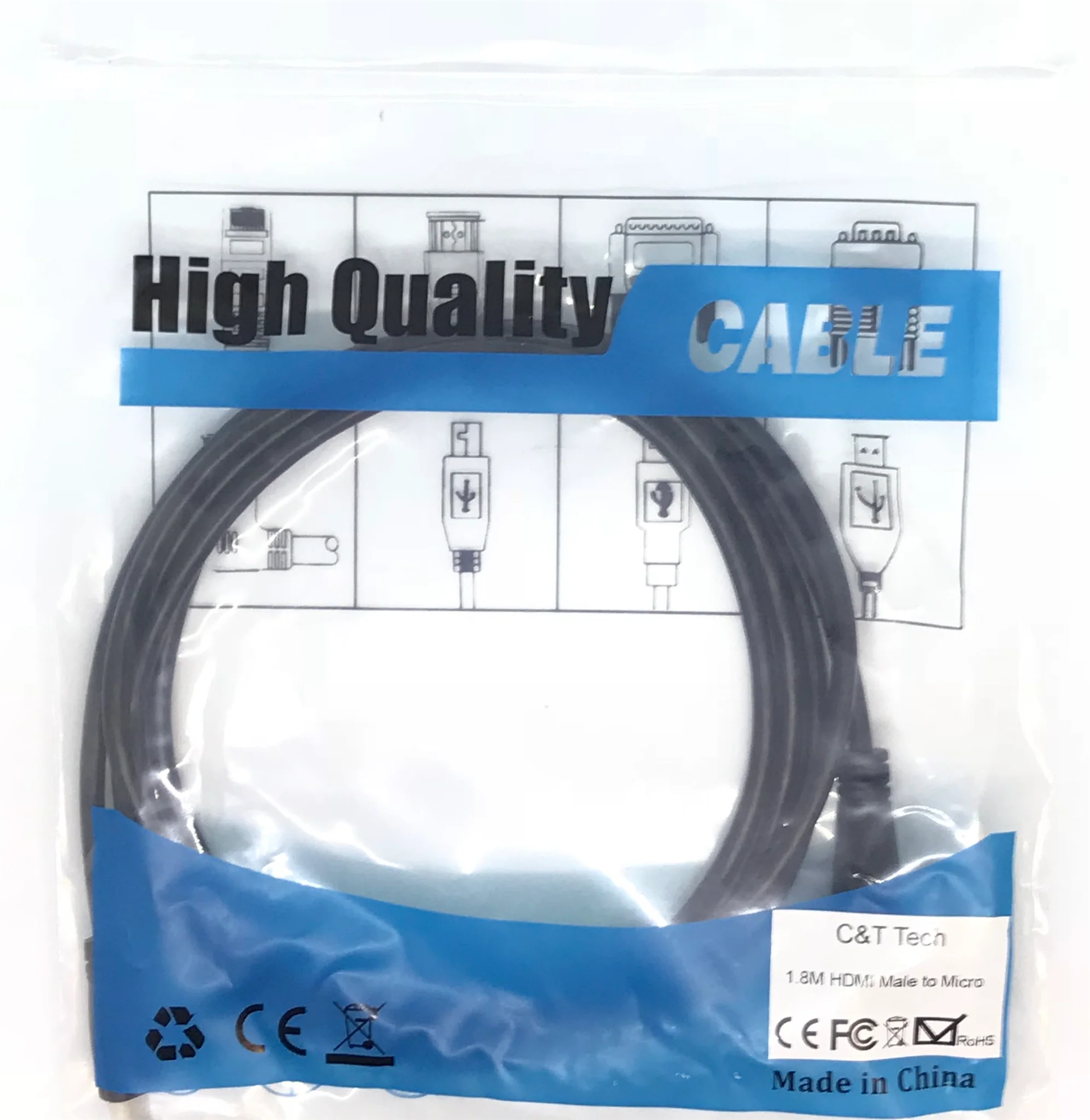 HDMI to Micro HDMI Cable – 1.8m (HDMI Male to Micro HDMI)