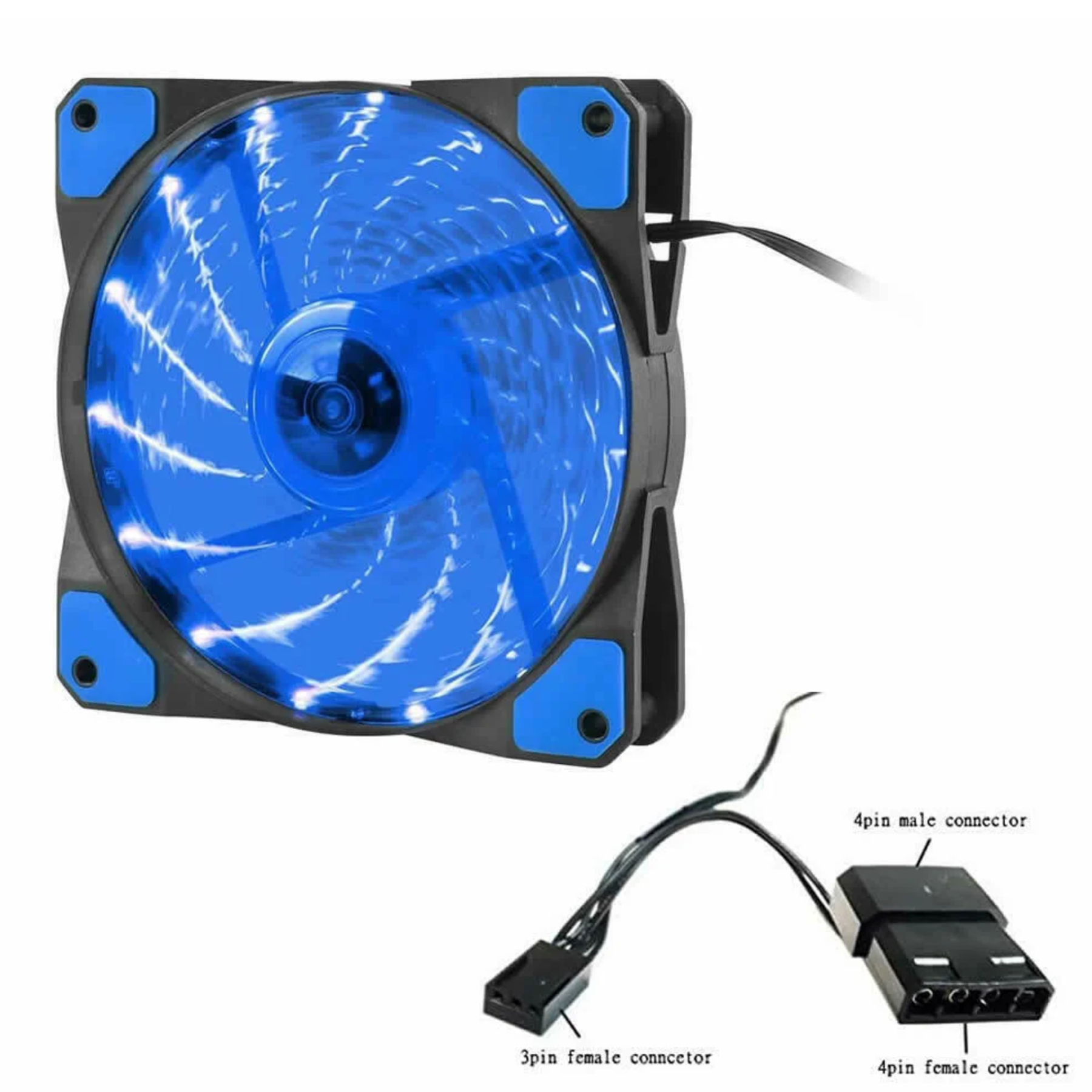 Jedel 120 mm Blue Computer Case Fan - USB‑Compatible PC Cooling Fan (12 cm)
